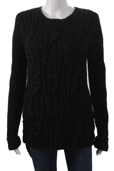 Rachel Zoe Womens Pullover Sweater Black Long Sleeve Round Neck Size M