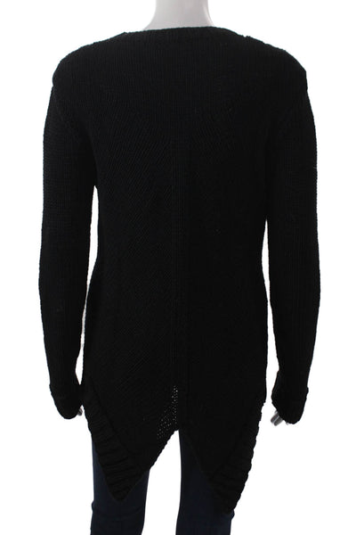 Rachel Zoe Womens Pullover Sweater Black Long Sleeve Round Neck Size M