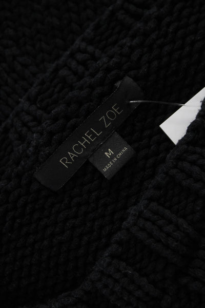 Rachel Zoe Womens Pullover Sweater Black Long Sleeve Round Neck Size M