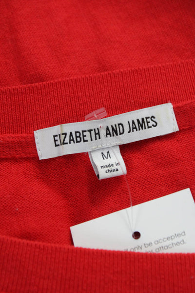 Elizabeth & James Women Red V-Neck Pullover Sweater Long Sleeve Size M