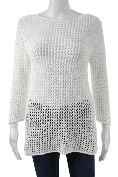 Lauren Ralph Lauren Women White Cotton Boatneck Pullover Size S