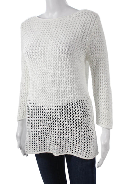 Lauren Ralph Lauren Women White Cotton Boatneck Pullover Size S