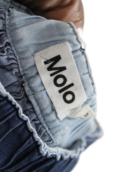 Molo Girls Elastic Waist Tiered Mini Skirt Denim Blue Size 3