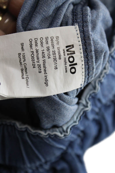 Molo Girls Elastic Waist Tiered Mini Skirt Denim Blue Size 3