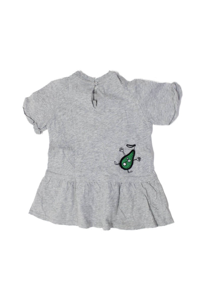 Stella McCartney Girls Applique Crew Neck Short Sleeve Dress Gray Size 36M