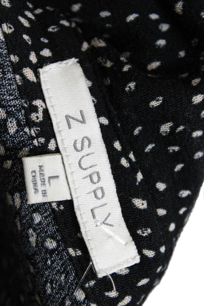 Z Supply Womens Shirt Dress Black Polka Dot Long Sleeve Collared Midi Size L