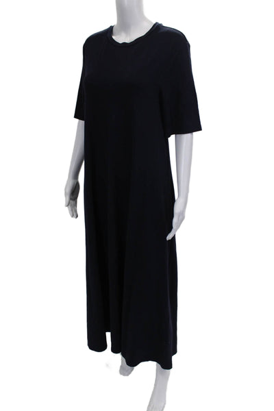 COS Womens Maxi Dress Blue Crew Neck Short Sleeve Viscose Mid-Calf Size S