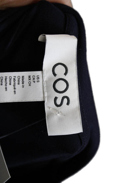 COS Womens Maxi Dress Blue Crew Neck Short Sleeve Viscose Mid-Calf Size S