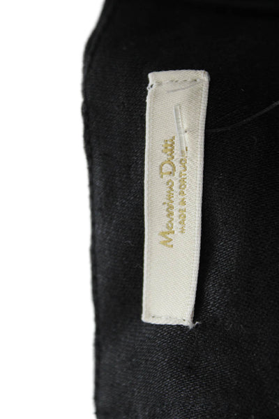Massimo Dutti Women Pencil Skirt Black 100% Linen Knee Length Button Size 8