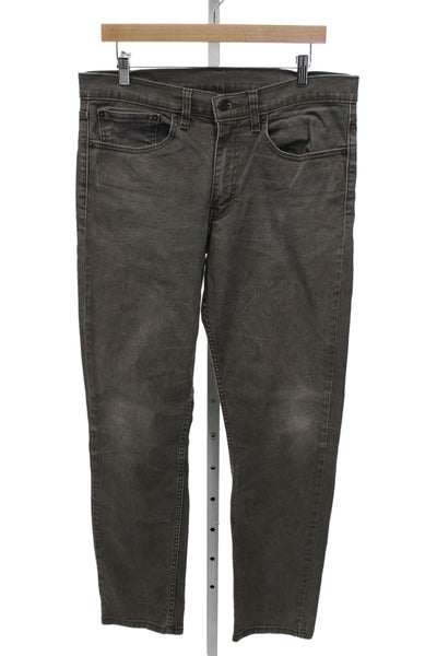 Levis Mens Straight Gray Cotton Blend Jeans Button Closure Size 34