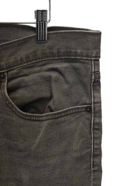 Levis Mens Straight Gray Cotton Blend Jeans Button Closure Size 34