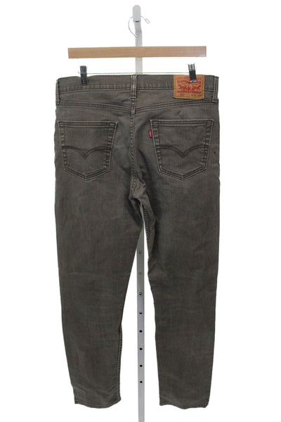 Levis Mens Straight Gray Cotton Blend Jeans Button Closure Size 34
