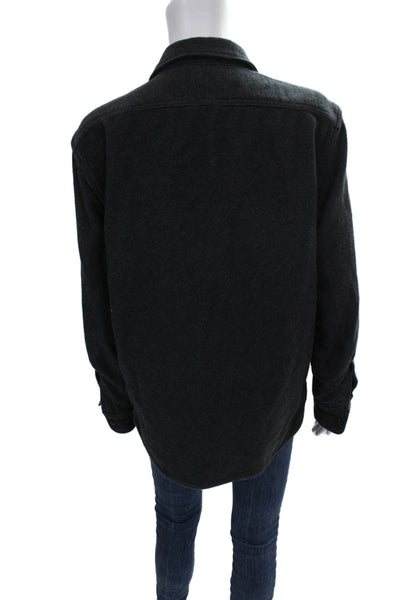 Everlane Mens Solid Gray Cotton Collared Button Up Long Sleeve Size L