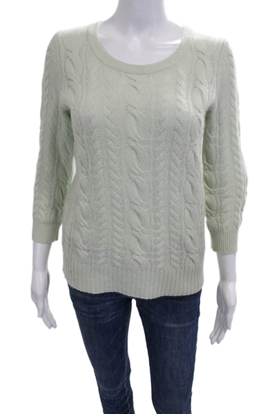 Cynthia Rowley Womens Green Cashmere Pullover Round Neck 3/4 Sleeve Size S