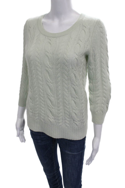 Cynthia Rowley Womens Green Cashmere Pullover Round Neck 3/4 Sleeve Size S