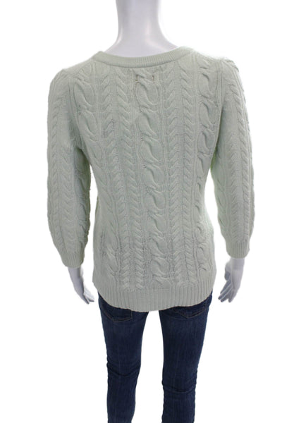 Cynthia Rowley Womens Green Cashmere Pullover Round Neck 3/4 Sleeve Size S