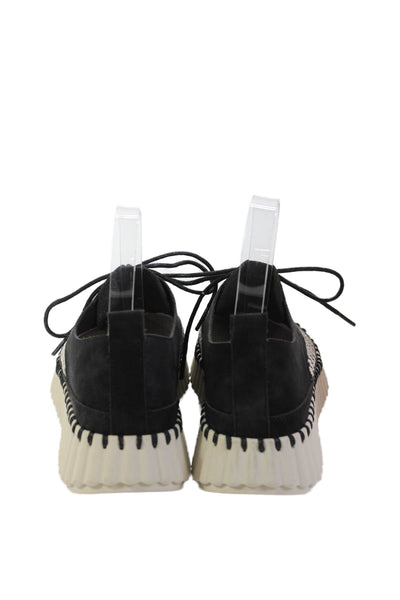 bernie mev. Womens Leather Woven Lace Up Sneakers Black White Size 37 7