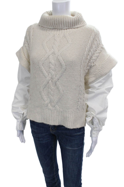Love Tree Womens Pullover Turtleneck Sweater Ivory Acrylic Size L