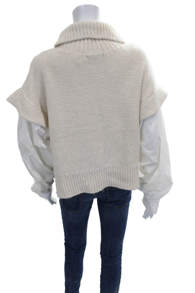 Love Tree Womens Pullover Turtleneck Sweater Ivory Acrylic Size L