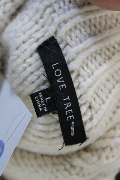 Love Tree Womens Pullover Turtleneck Sweater Ivory Acrylic Size L