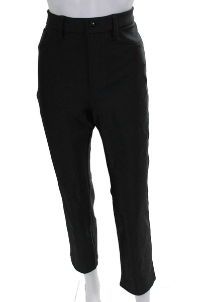 Good American Womens Ankle Pants Black Button Nylon Elastane Size 6
