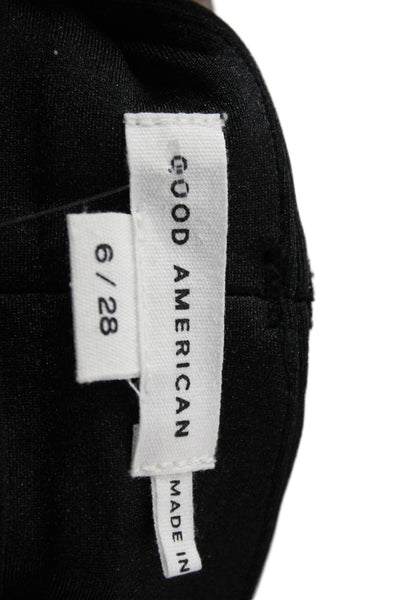 Good American Womens Ankle Pants Black Button Nylon Elastane Size 6