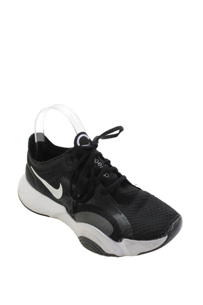Nike Womens Lace Up Knit Mesh Superrep Running Sneakers Black White Size 6.5
