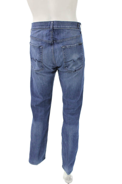 7 For All Mankind Men Straight Blue Jeans Cotton Blend Size 36