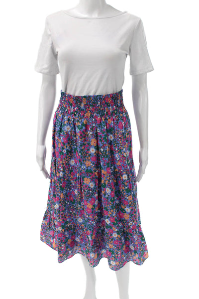 Rails Womens Peasant Long Floral Skirt Multicolor 100% Cotton Pull On Size XS