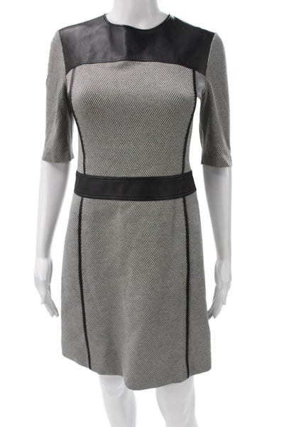 Theory Womens Sheath Dress Gray Viscose Colorblock Half Sleeve Size 4