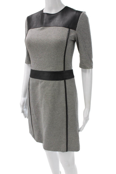 Theory Womens Sheath Dress Gray Viscose Colorblock Half Sleeve Size 4