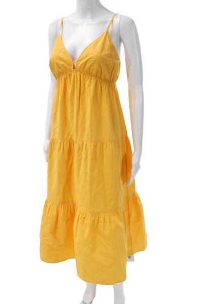 Rails Womens Sundress Yellow Organic Cotton V-Neck Sleeveless Size XS