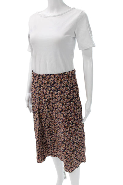 Vanessa Bruno Womens A-Line Paisley Skirt Multicolor Zip Silk Viscose Size 38