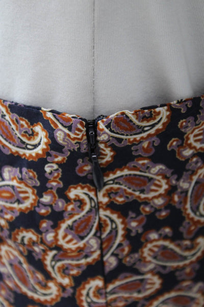 Vanessa Bruno Womens A-Line Paisley Skirt Multicolor Zip Silk Viscose Size 38