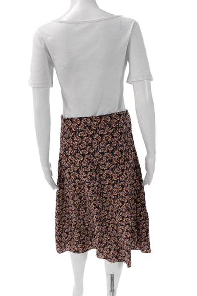 Vanessa Bruno Womens A-Line Paisley Skirt Multicolor Zip Silk Viscose Size 38