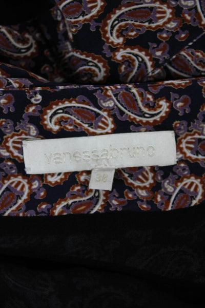 Vanessa Bruno Womens A-Line Paisley Skirt Multicolor Zip Silk Viscose Size 38