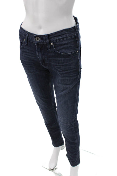 Paige Mens Skinny Jeans Blue High Rise Button Cotton Blend Size 30