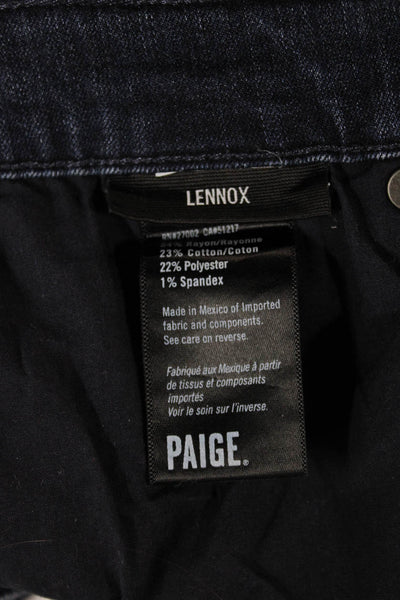 Paige Mens Skinny Jeans Blue High Rise Button Cotton Blend Size 30