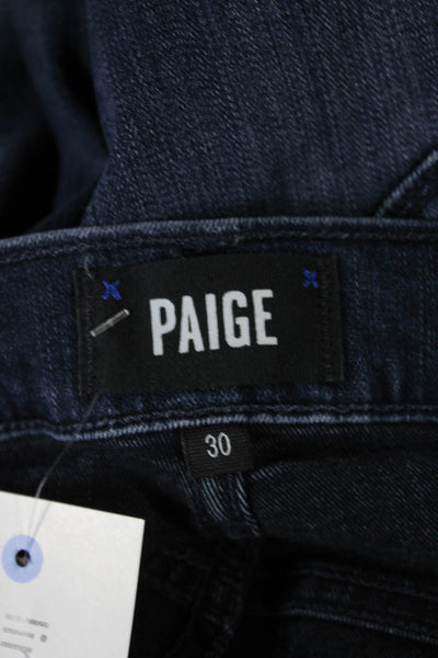 Paige Mens Skinny Jeans Blue High Rise Button Cotton Blend Size 30