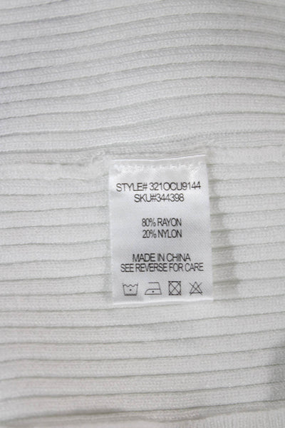 Korye Women V-Neck Long Sleeve White Pullover Size S