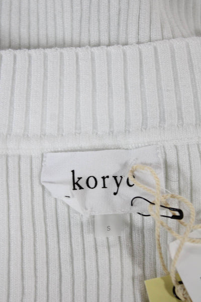 Korye Women V-Neck Long Sleeve White Pullover Size S