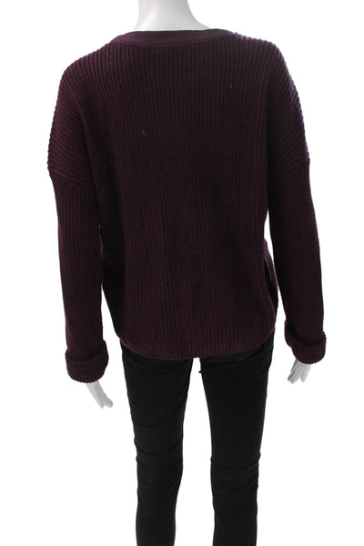 Splendid Womens Purple Crewneck Pullover Sweater Long Sleeve Size S