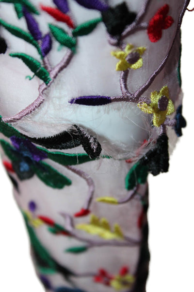 Erdem Women Mini Floral Silk Knee Length High Neck Long Sleeve Dress Size 10