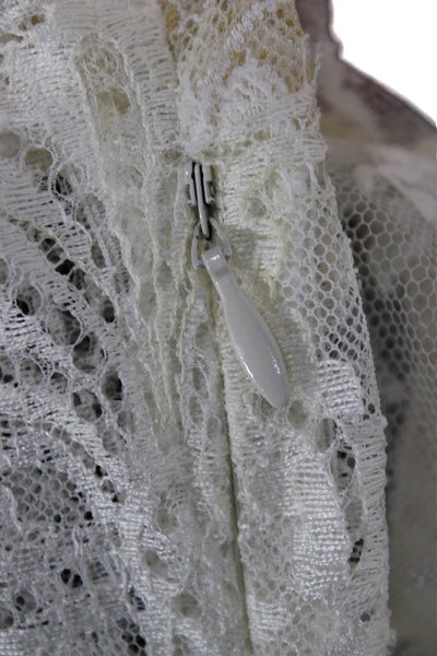 Cacharel Women Sheath Dress White Sweetheart Short Sleeve Lace Size 6
