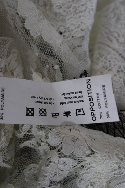 Cacharel Women Sheath Dress White Sweetheart Short Sleeve Lace Size 6