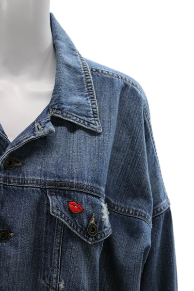 Joes Jeans Womens Blue Basic Cotton Button Long Sleeve Jacket Size L