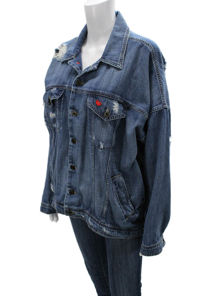 Joes Jeans Womens Blue Basic Cotton Button Long Sleeve Jacket Size L