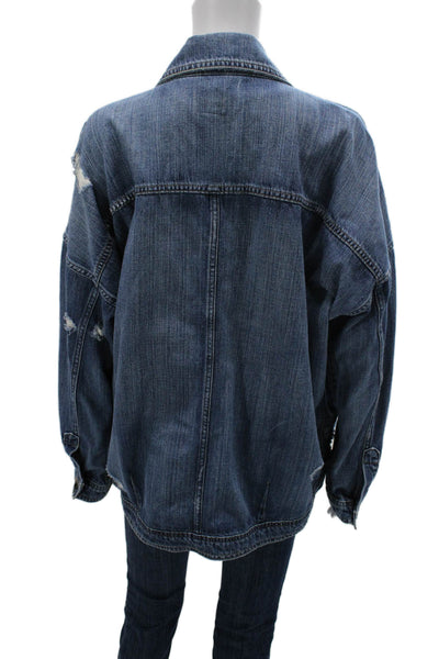 Joes Jeans Womens Blue Basic Cotton Button Long Sleeve Jacket Size L