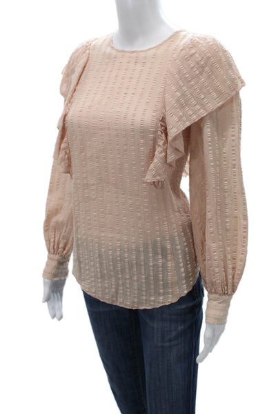 See by Chloe Women Pink Striped Cotton Blend Longsleeve Blouse Size 36