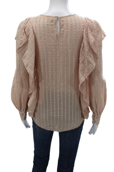 See by Chloe Women Pink Striped Cotton Blend Longsleeve Blouse Size 36